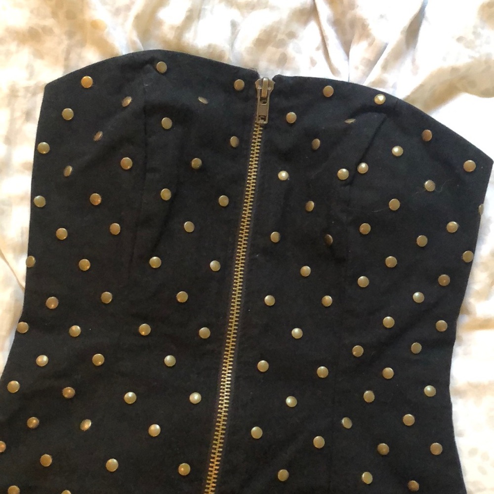 GUC Small Betsey Johnson Strapless Dress - Metal Polka Dots - Missing Straps